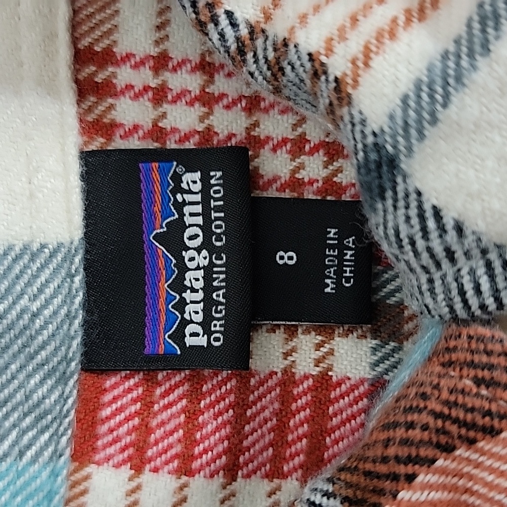 Patagonia Women's White Red Blue Plaid Flannel Button Up Top, 8 - Picture 6 of 9